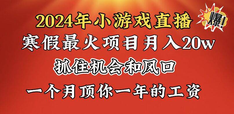 2024年寒假爆火项目，小游戏直播月入20w+，学会了之后你将翻身-优优资源网
