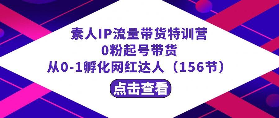 繁星·计划素人IP流量带货特训营：0粉起号带货 从0-1孵化网红达人（156节）-优优资源网