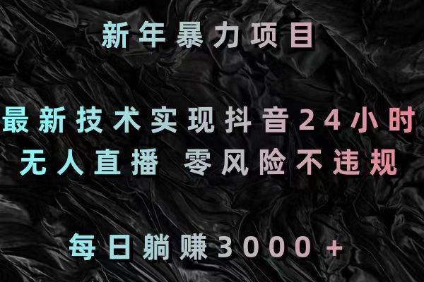 新年暴力项目，最新技术实现抖音24小时无人直播 零风险不违规 每日躺赚3000-优优资源网