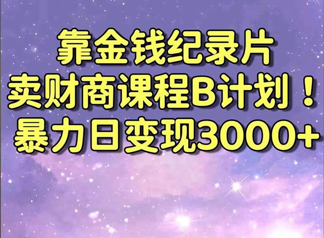 靠金钱纪录片卖财商课程B计划！暴力日变现3000+，喂饭式干货教程！-优优资源网
