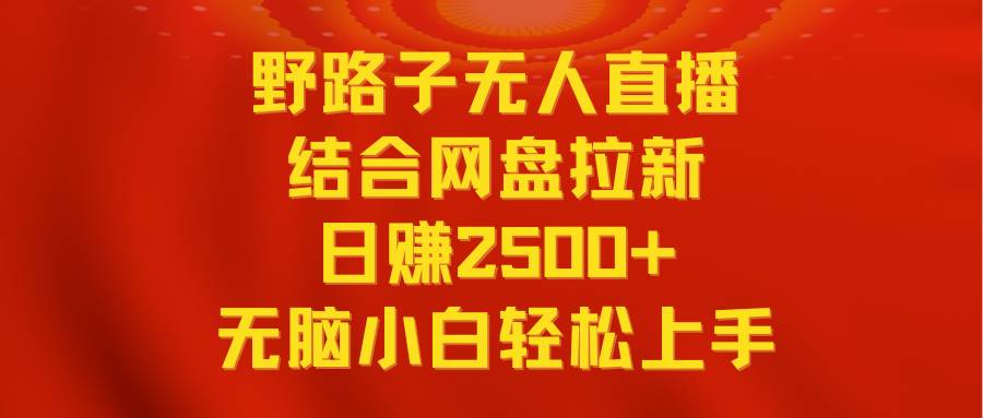 无人直播野路子结合网盘拉新，日赚2500+多平台变现，小白无脑轻松上手操作-优优资源网