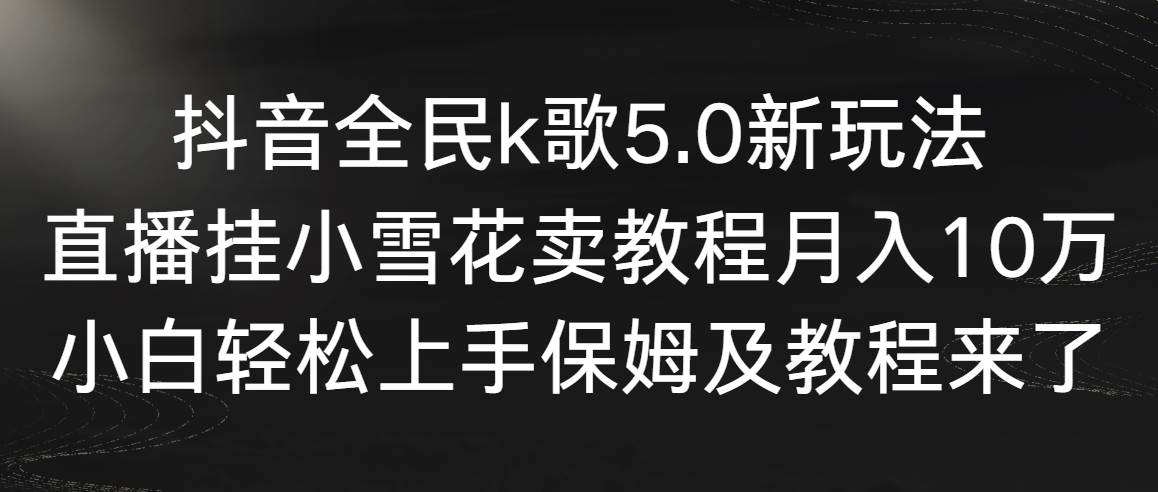 抖音全民k歌5.0新玩法，直播挂小雪花卖教程月入10万，小白轻松上手，保...-优优资源网