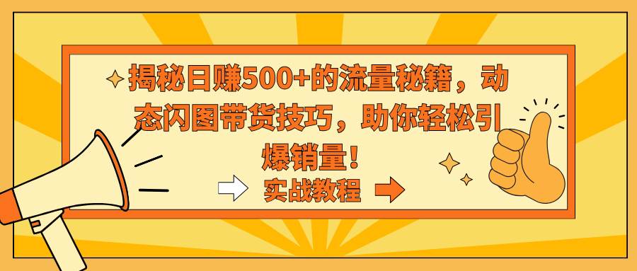 揭秘日赚500+的流量秘籍，动态闪图带货技巧，助你轻松引爆销量！-优优资源网