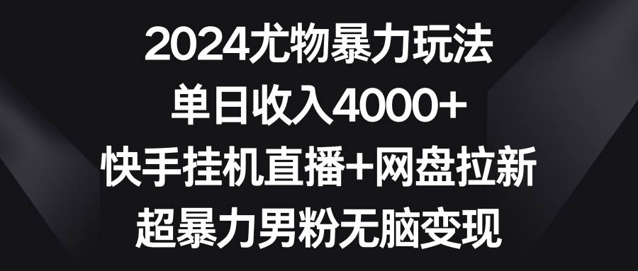 2024尤物暴力玩法 单日收入4000+快手挂机直播+网盘拉新 超暴力男粉无脑变现-优优资源网