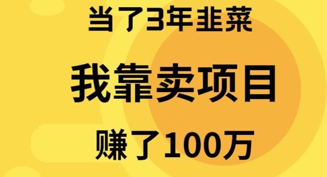 当了3年韭菜，我靠卖项目赚了100万-优优资源网