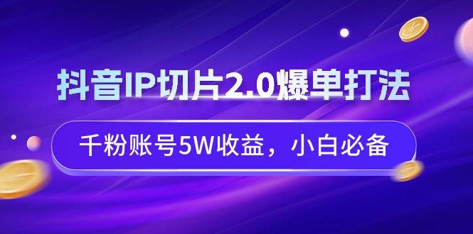 抖音IP切片2.0爆单打法，千粉账号5W收益，小白必备-优优资源网