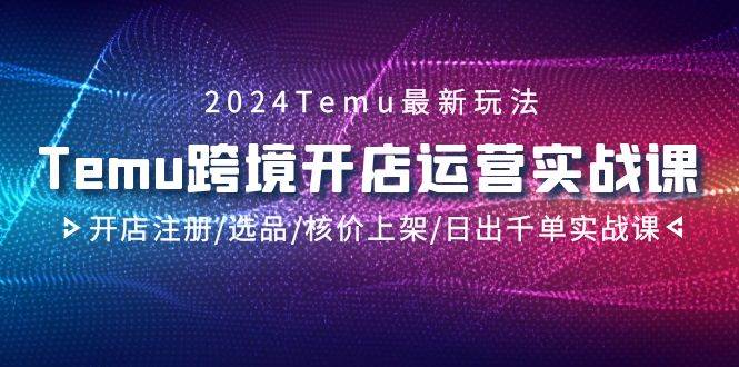 2024Temu跨境开店运营实战课，开店注册/选品/核价上架/日出千单实战课-优优资源网