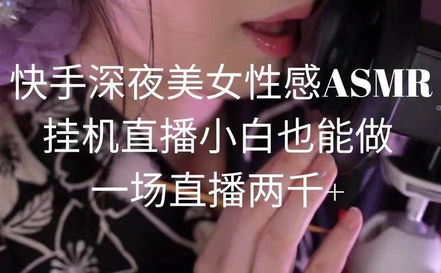 快手深夜美女性感ASMR挂机直播，小白也能做，一场直播两千+-优优资源网