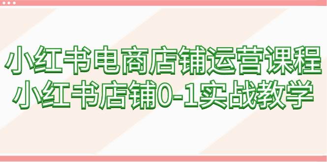 小红书电商店铺运营课程，小红书店铺0-1实战教学（60节课）-优优资源网