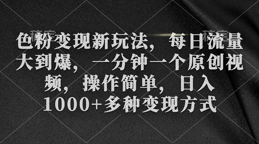 色粉变现新玩法，每日流量大到爆，一分钟一个原创视频，操作简单，日入1000+-优优资源网