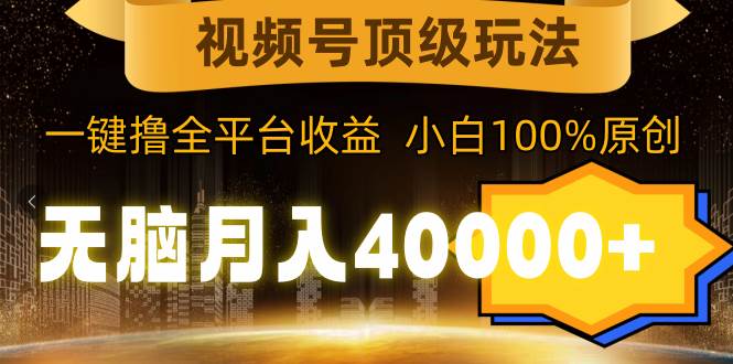 视频号顶级玩法，无脑月入40000+，一键撸全平台收益，纯小白也能100%原创-优优资源网