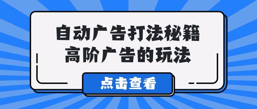 A lice自动广告打法秘籍，高阶广告的玩法-优优资源网