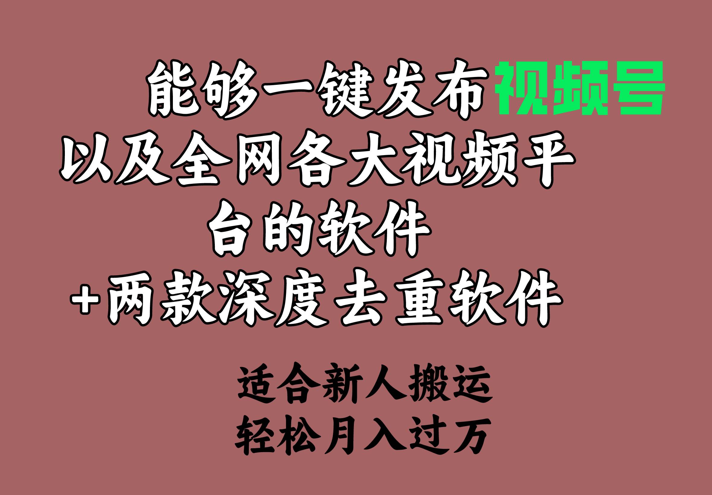 能够一键发布视频号以及全网各大视频平台的软件+两款深度去重软件 适合...-优优资源网