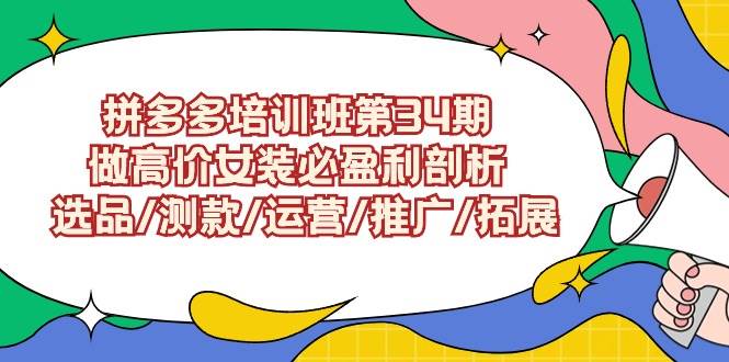 拼多多培训班第34期：做高价女装必盈利剖析  选品/测款/运营/推广/拓展-优优资源网