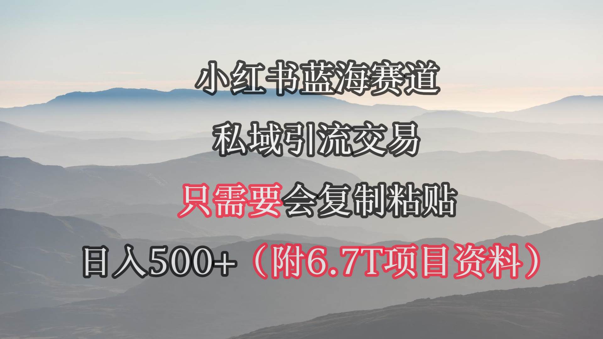 小红书短剧赛道，私域引流交易，会复制粘贴，日入500+（附6.7T短剧资源）-优优资源网
