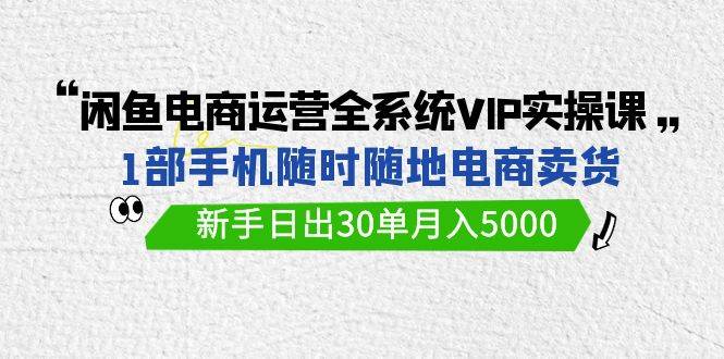 闲鱼电商运营全系统VIP实战课，1部手机随时随地卖货，新手日出30单月入5000-优优资源网