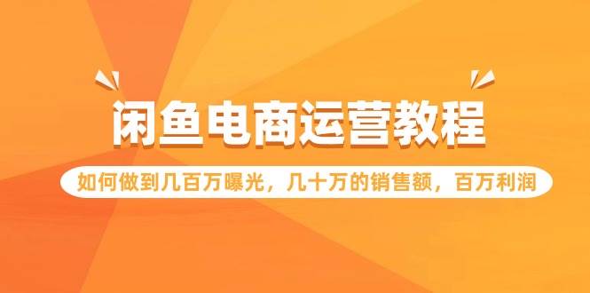 闲鱼电商运营教程：如何做到几百万曝光，几十万的销售额，百万利润-优优资源网