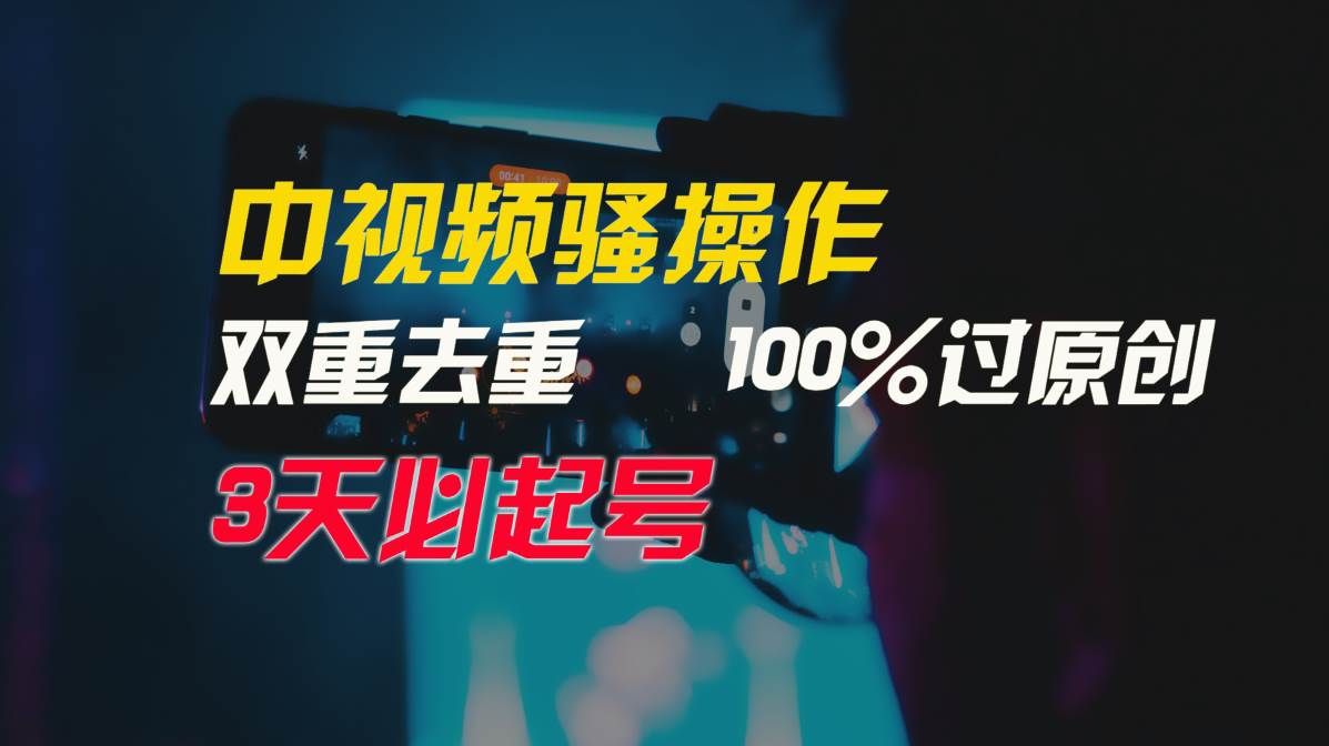 中视频骚操作，双重去重100%过原创，3天比必起号，简单无脑，月入3W+-优优资源网