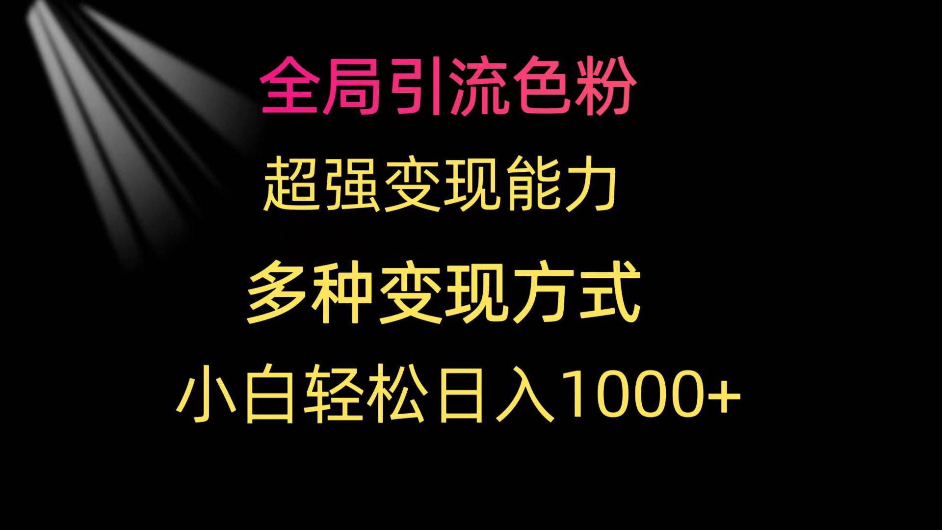 全局引流色粉 超强变现能力 多种变现方式 小白轻松日入1000+-优优资源网