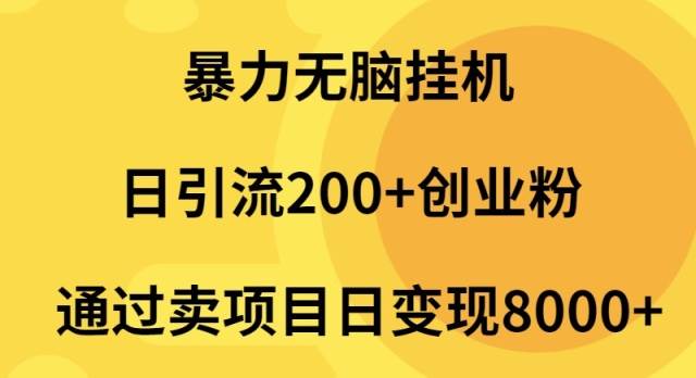 暴力无脑挂机日引流200+创业粉通过卖项目日变现2000+-优优资源网