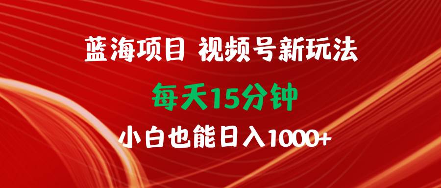 蓝海项目视频号新玩法 每天15分钟 小白也能日入1000+-优优资源网