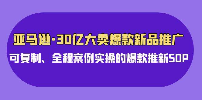 亚马逊30亿·大卖爆款新品推广，可复制、全程案例实操的爆款推新SOP-优优资源网