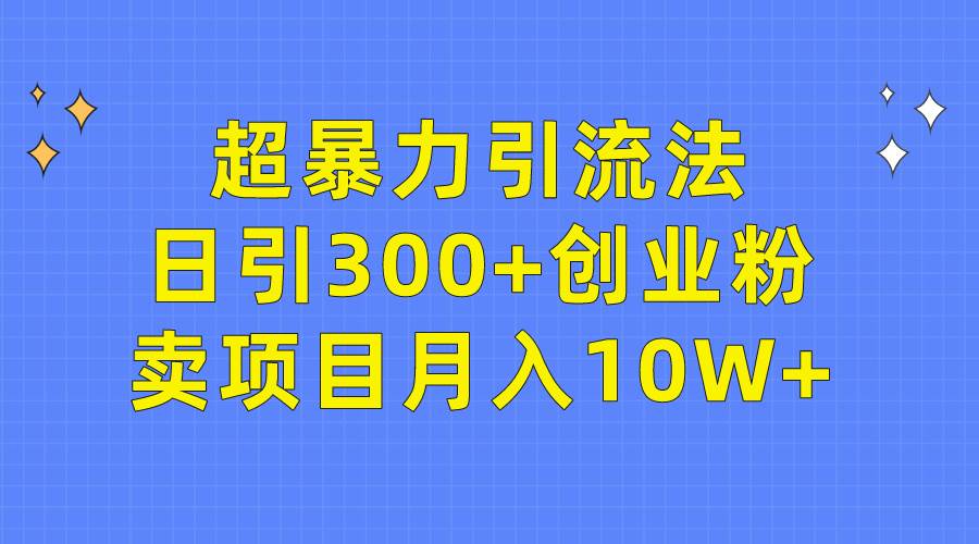 超暴力引流法，日引300+创业粉，卖项目月入10W+-优优资源网