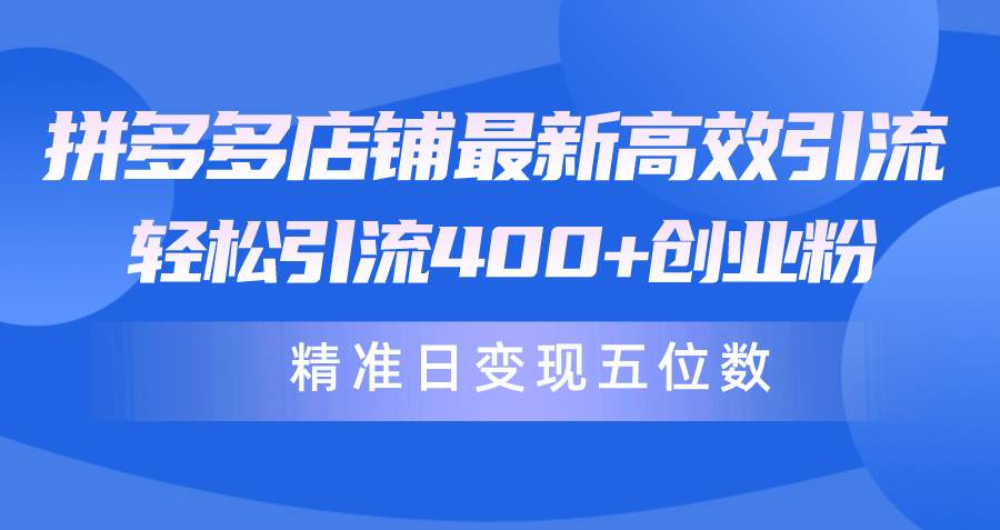 拼多多店铺最新高效引流术，轻松引流400+创业粉，精准日变现五位数！-优优资源网