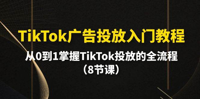 TikTok广告投放入门教程，从0到1掌握TikTok投放的全流程（8节课）-优优资源网
