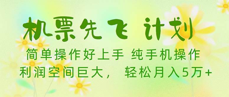 机票 先飞计划！用里程积分 兑换机票售卖赚差价 纯手机操作 小白月入5万+-优优资源网