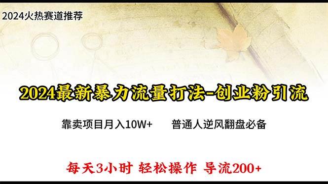 2024年最新暴力流量打法，每日导入300+，靠卖项目月入10W+-优优资源网
