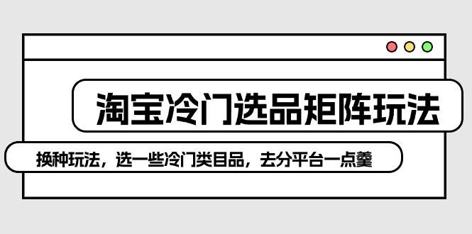 淘宝冷门选品矩阵玩法：换种玩法，选一些冷门类目品，去分平台一点羹-优优资源网