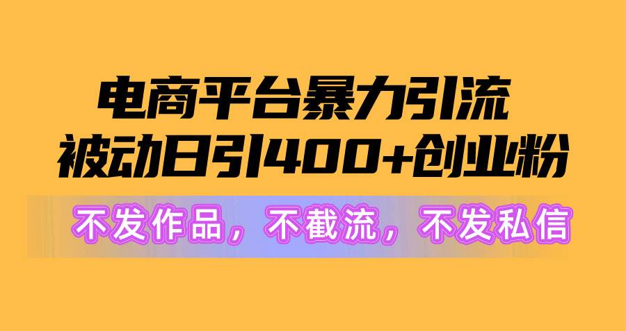 电商平台暴力引流,被动日引400+创业粉不发作品，不截流，不发私信-优优资源网