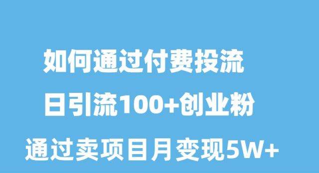 如何通过付费投流日引流100+创业粉月变现5W+-优优资源网
