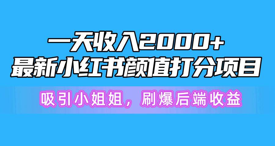 一天收入2000+，最新小红书颜值打分项目，吸引小姐姐，刷爆后端收益-优优资源网