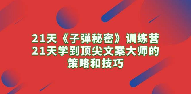 21天《子弹秘密》训练营，21天学到顶尖文案大师的策略和技巧-优优资源网