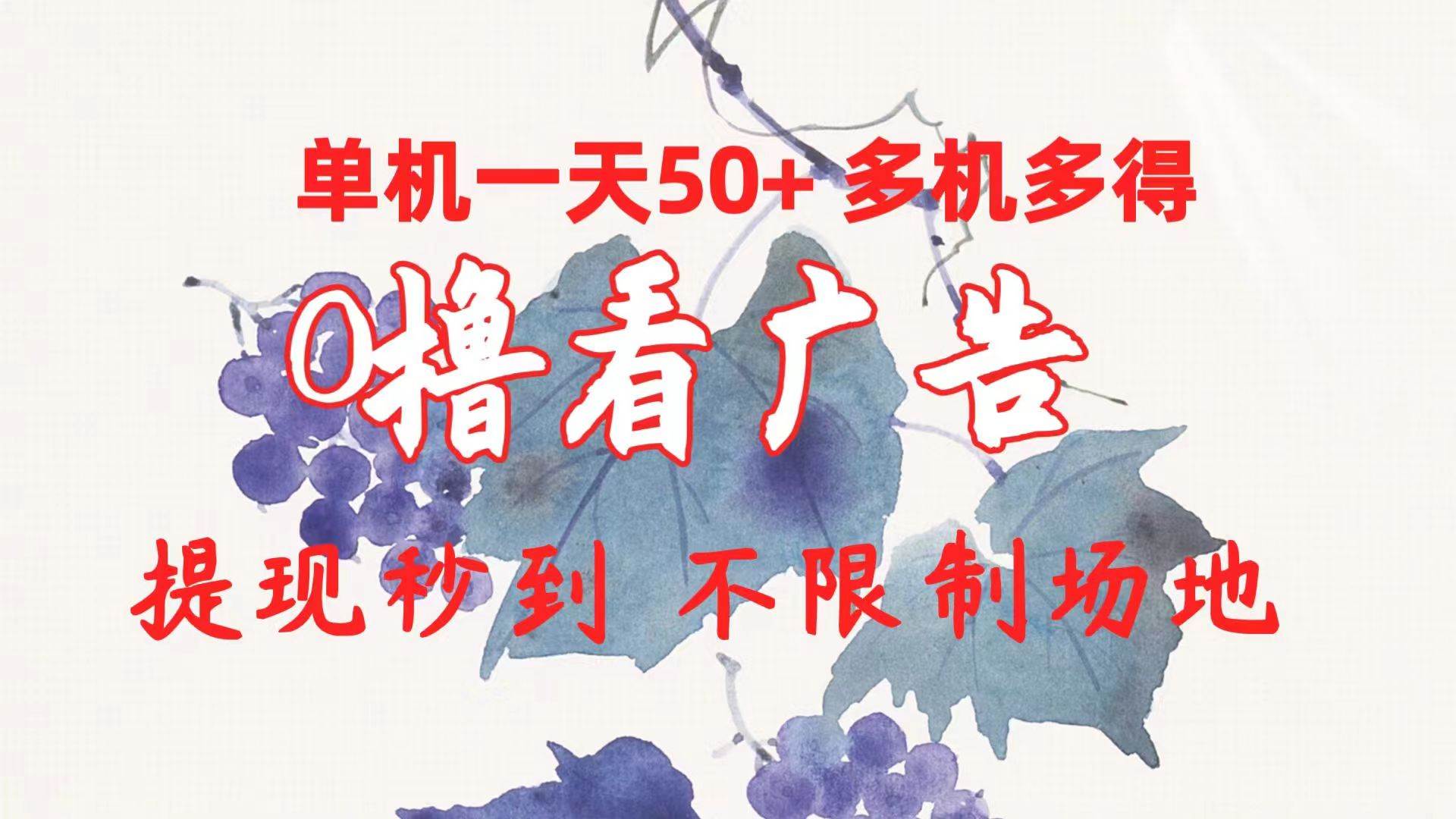 0撸看广告 单机一天50+多机多得 提现秒到 不限制场地操作-优优资源网