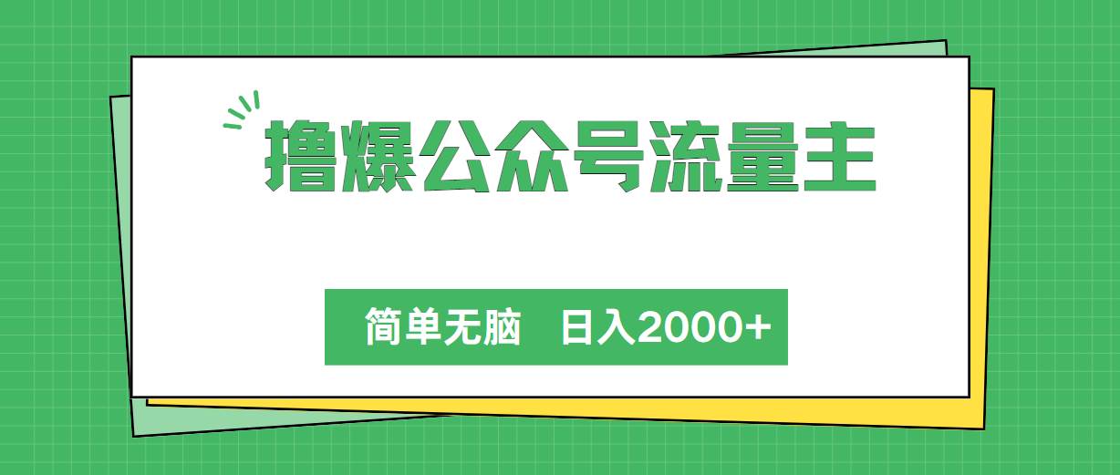 撸爆公众号流量主，简单无脑，单日变现2000+-优优资源网