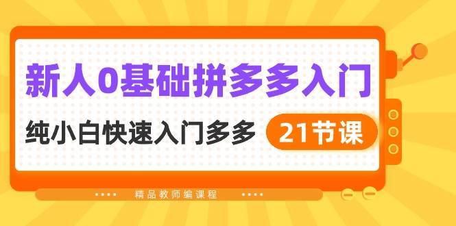 新人0基础拼多多入门，纯小白快速入门多多（21节课）-优优资源网