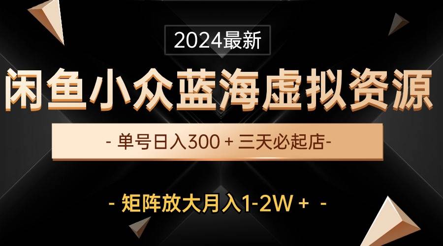 最新闲鱼小众蓝海虚拟资源，单号日入300＋，三天必起店，矩阵放大月入1-2W-优优资源网