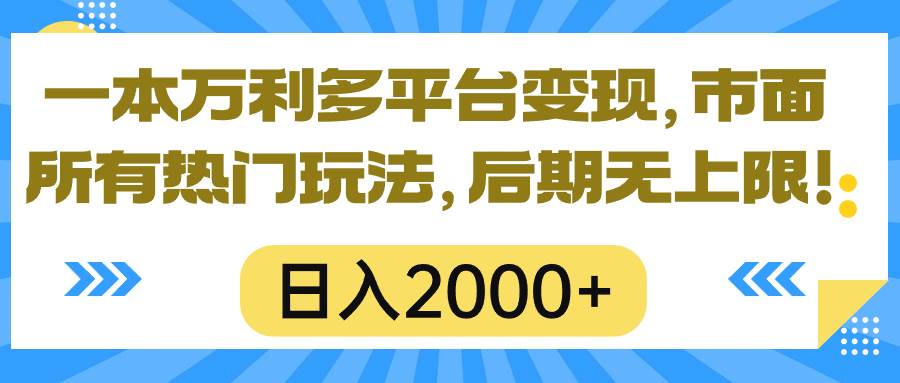 一本万利多平台变现，市面所有热门玩法，日入2000+，后期无上限！-优优资源网
