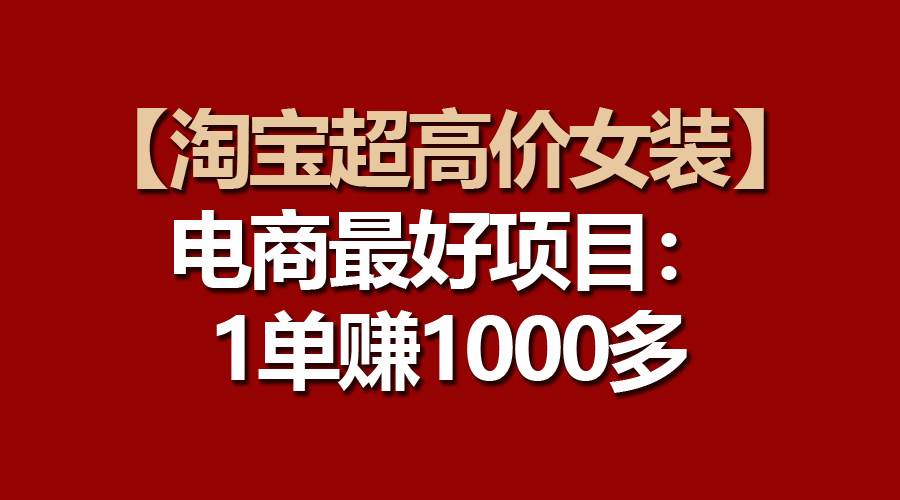【淘宝超高价女装】电商最好项目：一单赚1000多-优优资源网