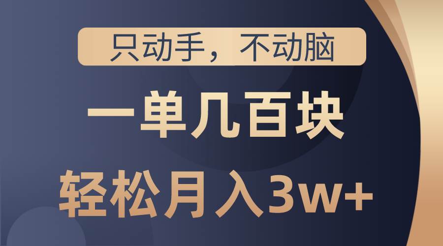 只动手不动脑，一单几百块，轻松月入3w+，看完就能直接操作，详细教程-优优资源网