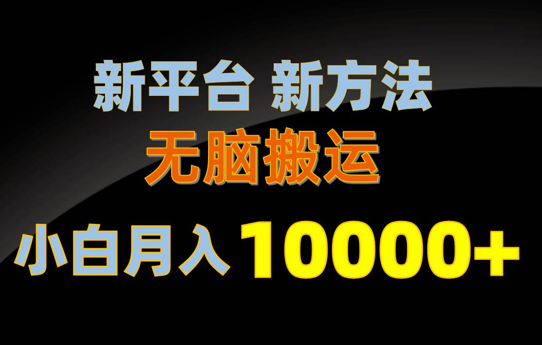 新平台新方法，无脑搬运，月赚10000+，小白轻松上手不动脑-优优资源网