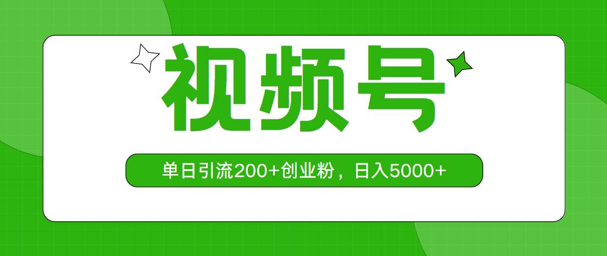 视频号，单日引流200+创业粉，日入5000+-优优资源网