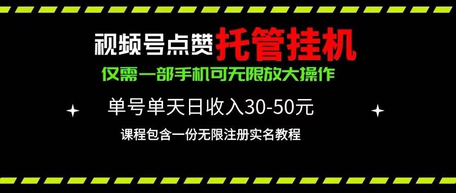 视频号点赞托管挂机，单号单天利润30~50，一部手机无限放大（附带无限...-优优资源网