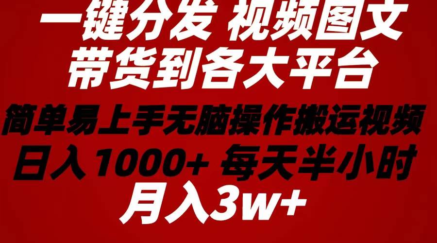 2024年 一键分发带货图文视频  简单易上手 无脑赚收益 每天半小时日入1...-优优资源网