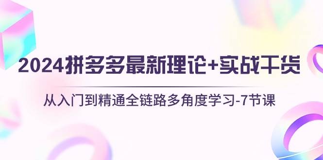 2024拼多多 最新理论+实战干货，从入门到精通全链路多角度学习-7节课-优优资源网