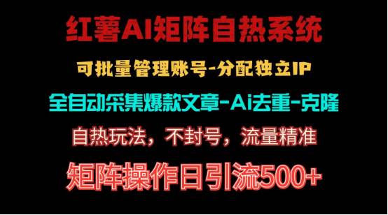 红薯矩阵自热系统，独家不死号引流玩法！矩阵操作日引流500+-优优资源网
