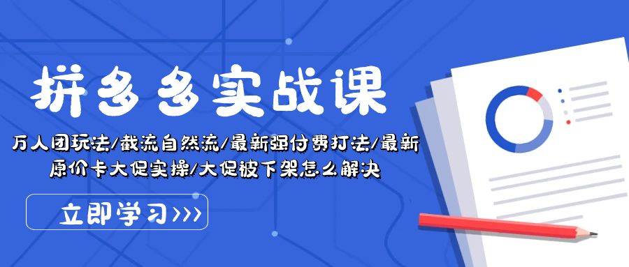 拼多多·实战课：万人团玩法/截流自然流/最新强付费打法/最新原价卡大促..-优优资源网